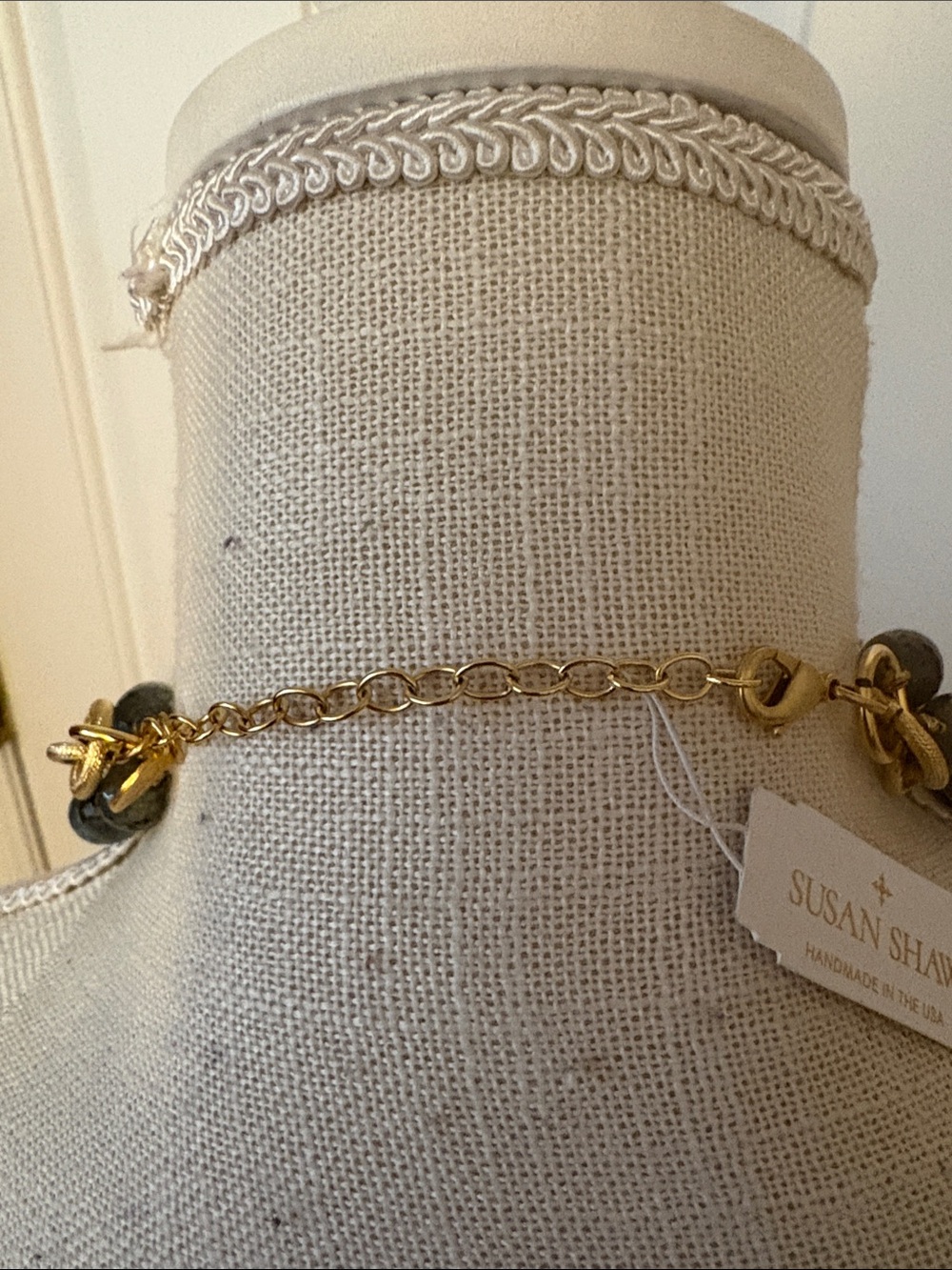NIBWT Susan Shaw Gray Labradorite and Gold Statement Triple Layer Necklace - Picture 5 of 17